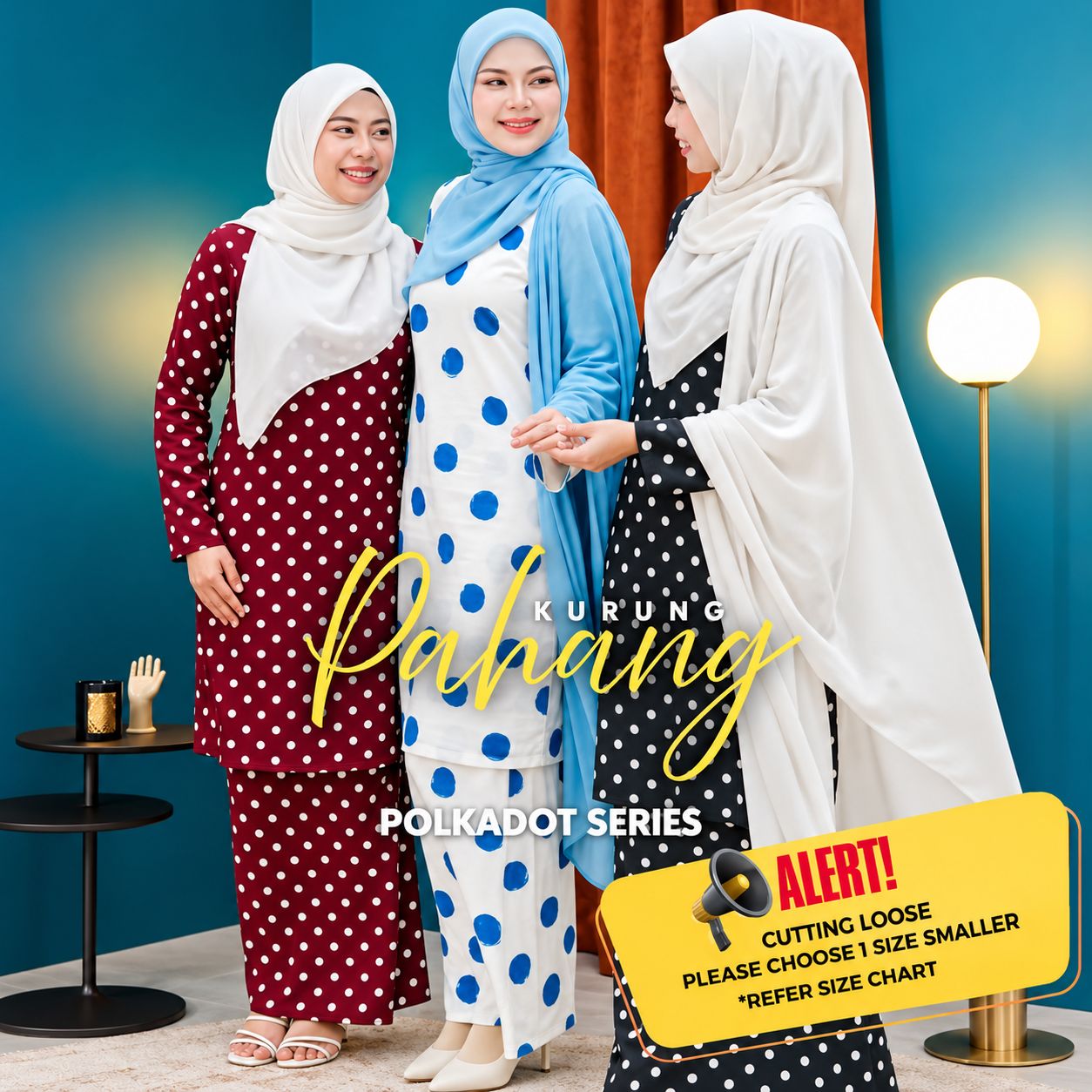AS SUFFIYAH POLKADOT SERIES KURUNG PAHANG LOOSE CUT ENGLISH COTTON